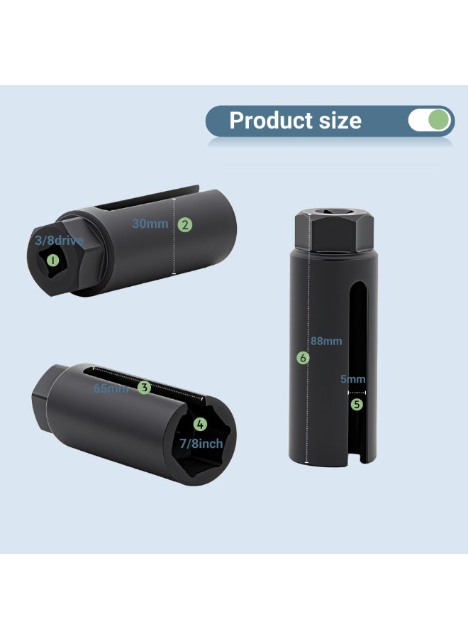 Oxygen Sensor Socket with Side Wire Cutout 3/8ââ‚¬Â Inch Drive x 7/8ââ‚¬Â (22mm) fits All Vehicle O2 Removal and Installation Offset Oxygen Sensor Socket - Image 2